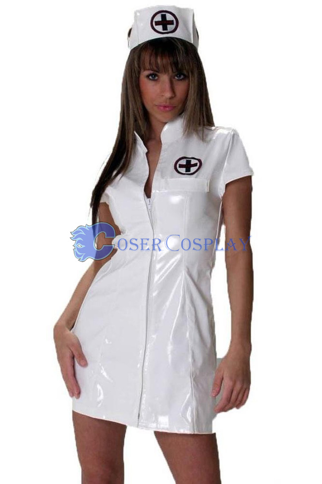 White Pvc Nurse Costume Sexy Lingerie
